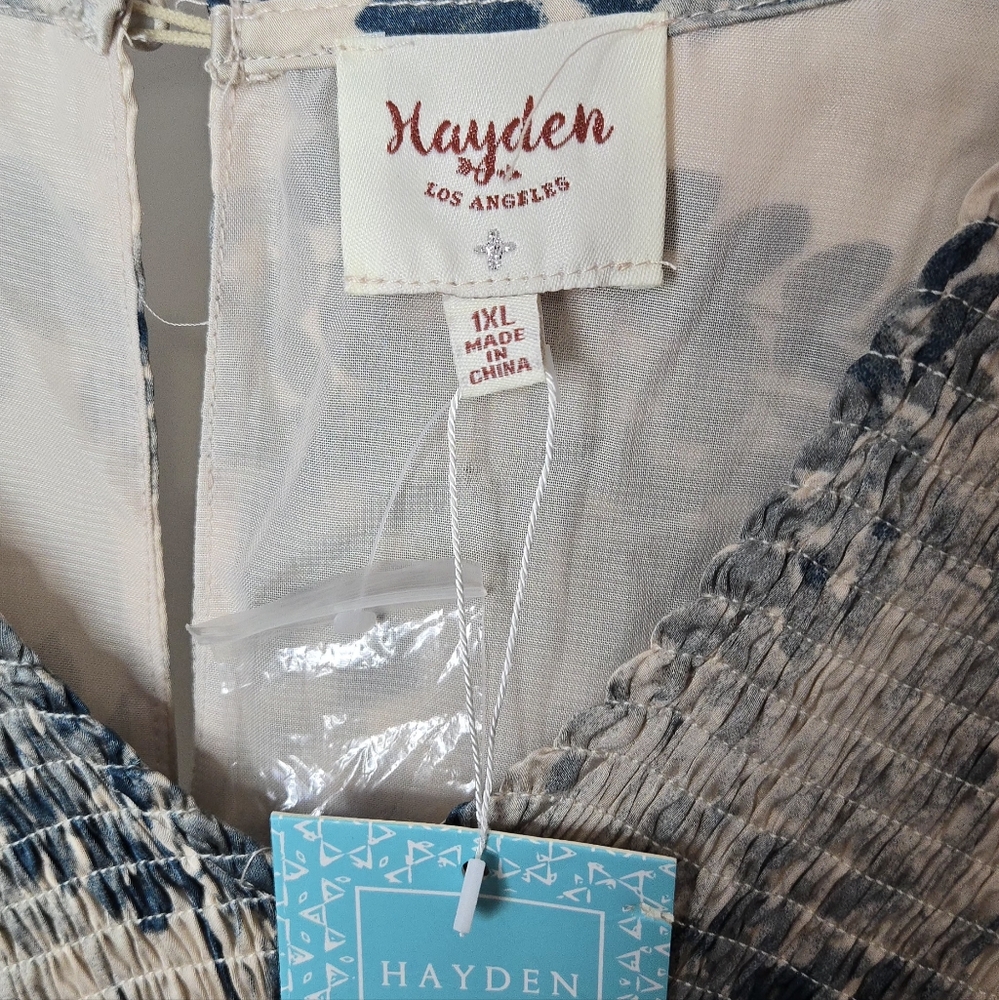 Hayden Los Angeles Blue and Cream Top Size 1XL New With Tag.